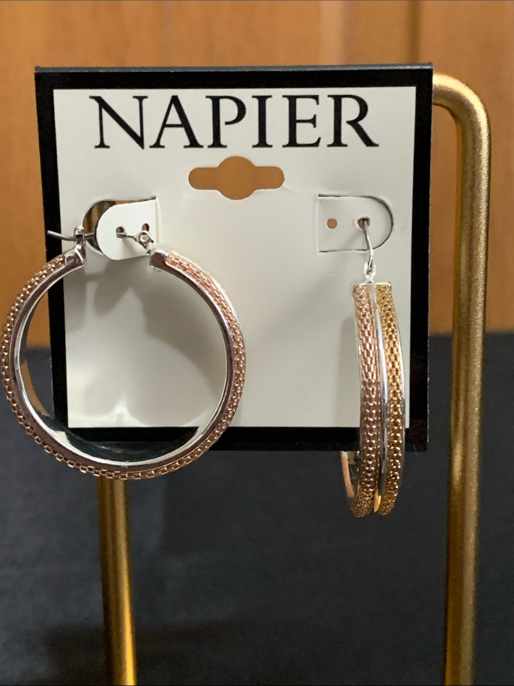 NWT Napier multi tone hoop earrings